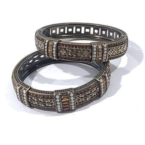 Lot Of 2 Heidi Daus Crystal Hinged Bangle Bracelet